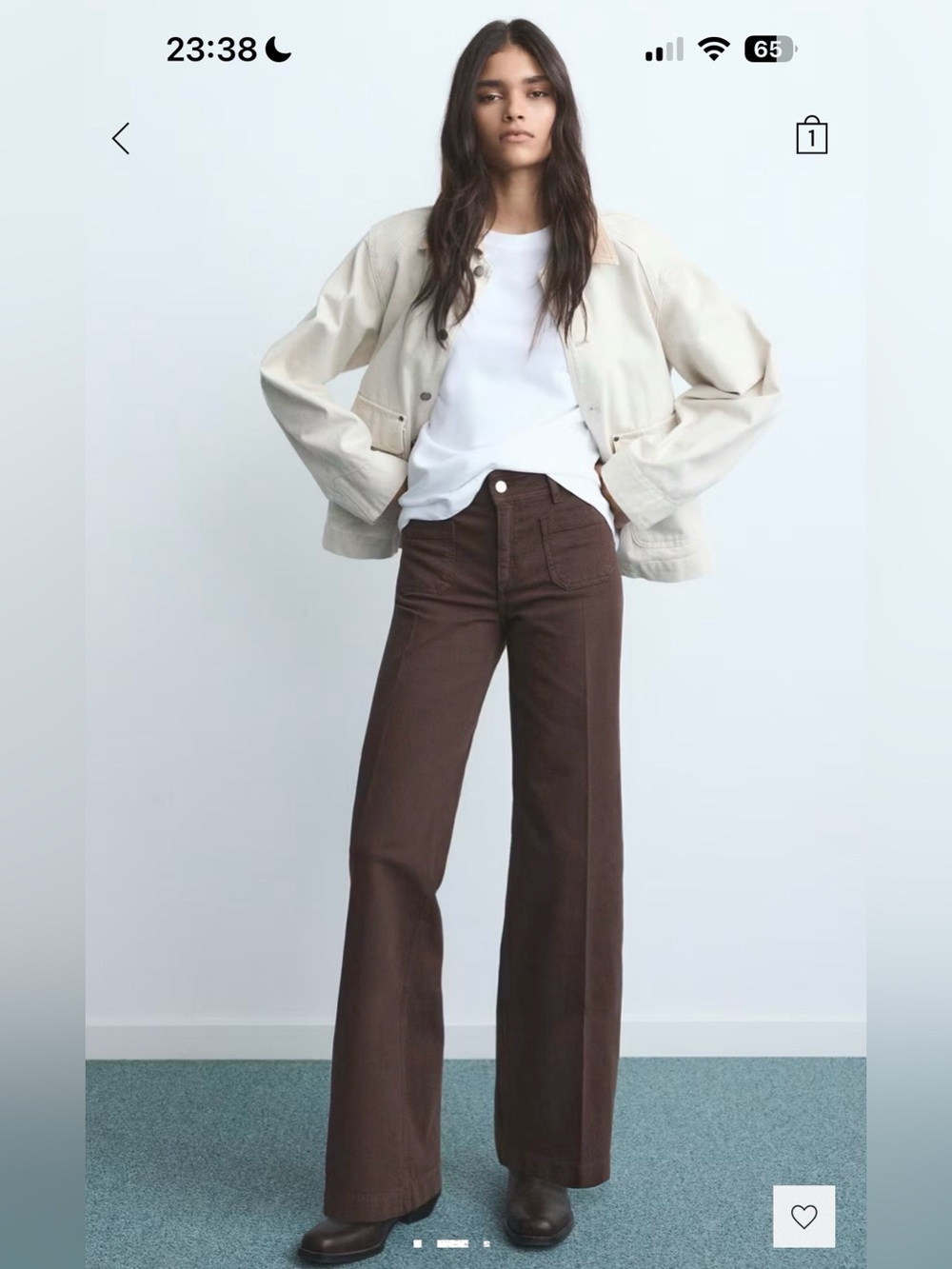 Mango High-Rise Wide-Leg Jeans in Dark Brown
